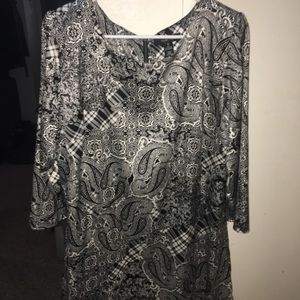 Knee length black and white dress